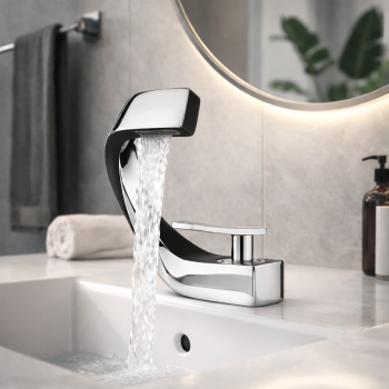 Bateria łazienkowa Umywalkowa stała Srebrno-Czarna