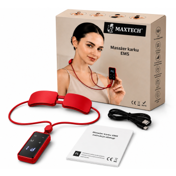 Elektrostymulator karku - Naszyjnik EMS MAX-A07 czerwony