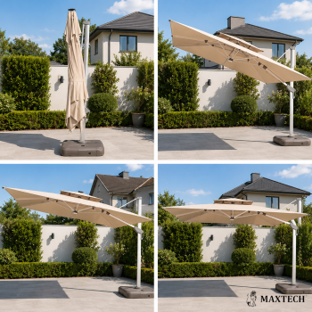 Parasol ogrodowy duży 3,5x3,5m Solar+Led Obrotowy