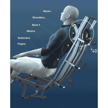 Fotel masujący 4D S+L Shiatsu Rozciąganie Jonizacja MAX-898-D6 czarny